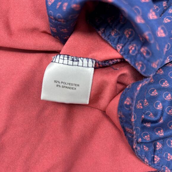 Peter Millar Summer Comfort XL Blue Skull Pattern Short Sleeve Golf Polo Shirt - Picture 5 of 7